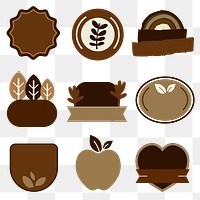 Png natural products badges set in brown earth tone