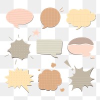 Speech bubble png sticker in earth tone set