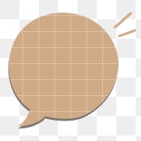 Speech bubble png sticker in brown grid paper pattern style