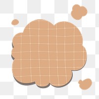 PNG thought bubble sticker in brown grid paper pattern style