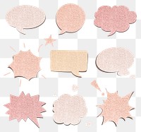 Speech bubble png sticker in glittery texture style set