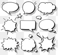 PNG speech bubble sticker, cartoon pop art style set