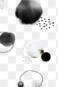 Png pattern of abstract black ink splatter transparent background