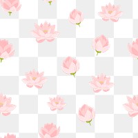 Lotus png flower pattern in pink on transparent background