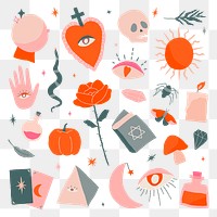 Magic witchcraft clipart png illustrations hand drawn set