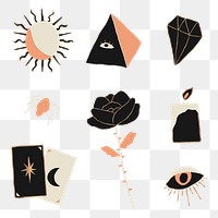 Magic witchcraft clipart png illustrations hand drawn set