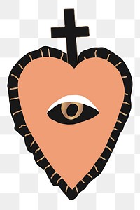 Mystic eye heart png occult Halloween witchcraft sticker
