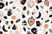 Bohemian witchcraft doodle png Halloween transparent