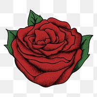 Old school flash tattoo red rose png vintage icon