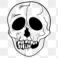 Vintage old school flash tattoo skull png outline icon