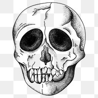 Vintage old school flash tattoo skull png outline icon