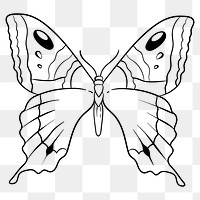 Vintage outline old school flash tattoo butterfly png icon
