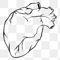 Vintage out line human heart old school old school tattoo png icon
