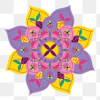 Colorful Indian rangoli design element png