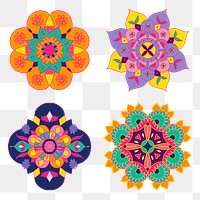 Png Diwali Indian rangoli flower set illustration