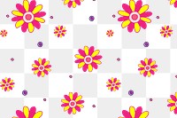 Yellow pink flower png pattern transparent background