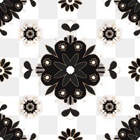 Indian Mandala pattern png black botanical background
