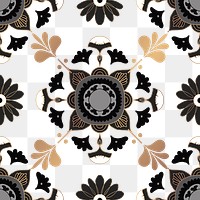 Gold Indian Mandala pattern png black floral background