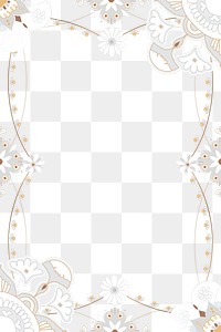 Mandala pattern gold png border frame gray Indian style illustration