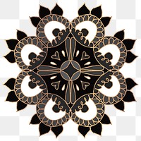 Black Mandala oriental symbol png sticker hand drawn
