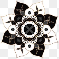 Black Mandala oriental symbol png sticker hand drawn