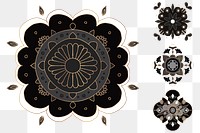 Indian Mandala pattern png sticker black floral symbol collection