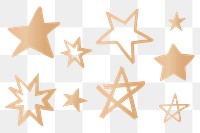 Golden png sparkly stars galactic doodle sticker