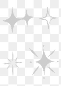 Sparkles stars gray png space doodle sticker