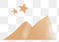 Golden png mountain stars cute doodle sticker