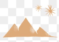 Golden png mountain stars cute doodle sticker