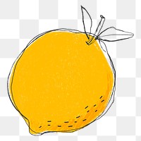 Doodle art fruit lemon png sticker