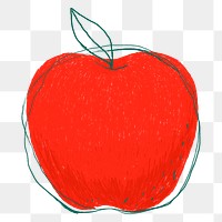 Doodle art red apple png sticker