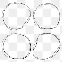 Round shape frame png sticker hand drawn set