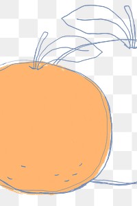 Fruit doodle cute orange png copy space