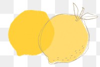 Yellow lemon fruit png hand drawn copy space