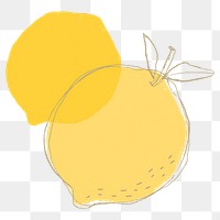 Fruit doodle yellow lemon png copy space