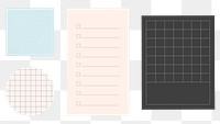 Printable memo pad png sticker set