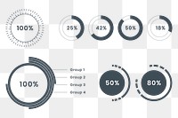 Business donut chart set data analysis graph png