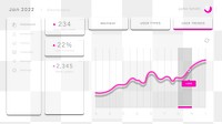 Pink user dashboard interface psd