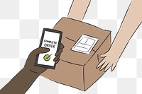 PNG cashless parcel delivery doodle sticker