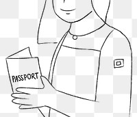 Vaccination passport png hand drawn woman with character