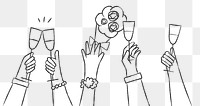 Wedding png celebration doodle hand holding drinks