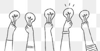 Creative ideas png, light bulb doodle