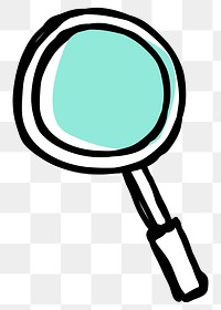 Green magnifying glass png with doodle design