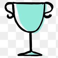 Green trophy png cute doodle icon