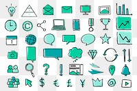 Useful business icons png for marketing green collection