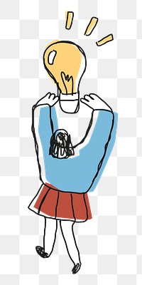 Woman holding light bulb png cartoon icon