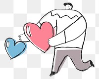 Man giving hearts png cartoon icon