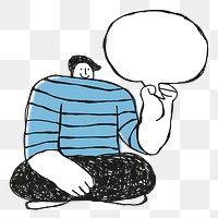 Man with bubble speech transparent png wearing blue shirt