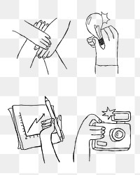 Black hand drawn brainstorming png icons doodle art design set